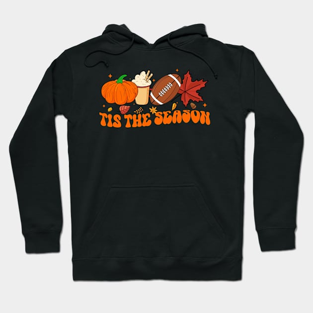 Tis The Season Football design Football Fall Thanksgiving Hoodie by MetalHoneyDesigns